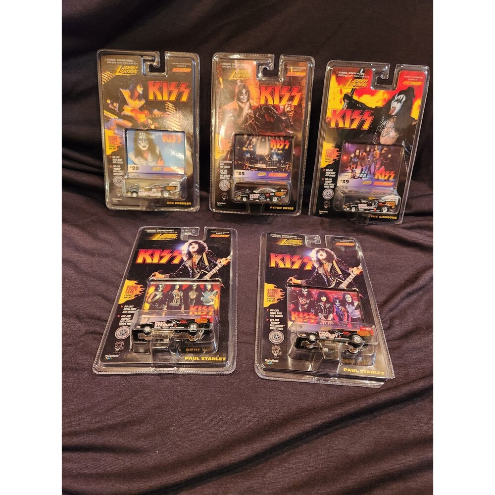 Vintage KISS Johnny Lightning Dragster Cars LOT OF 5 In Box 1997 Rare Toys
